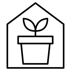 Indoor plant inside house icon Thin line vector design