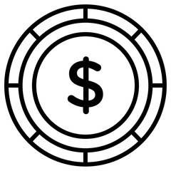 Poker chip icon Thin line vector design