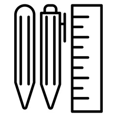 Ruler, pencil and pen icon Thin line vector design