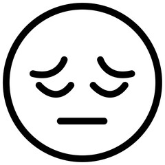 Sad, upset or lonely emotion icon Thin line vector design