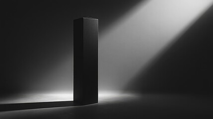 Sleek modern-style milk carton design standing upright with dramatic lighting