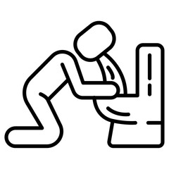 Vomiting in bathroom icon Thin line vector design