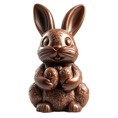 Chocolate Easter bunny isolated on transparent background.
