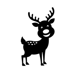 Silhouette of a cheerful spotted reindeer with antlers