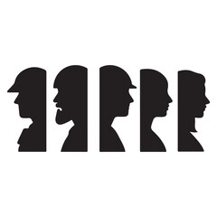 Diverse Silhouettes of People with Safety Helmets