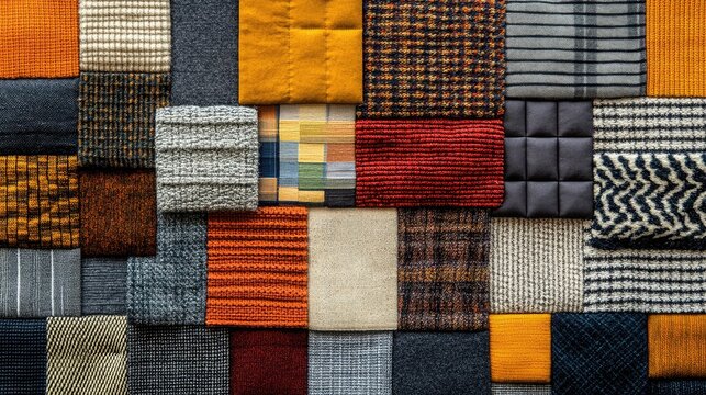 Puzzle made of fabric swatches with the final patch matching the texture and tone perfectly