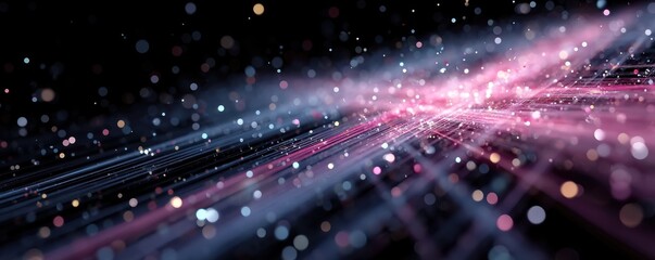 Obraz premium Vivid abstract geometric digital artwork with glowing interconnected blocks