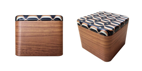 Wrist watch box on transparent background, metallic printed box