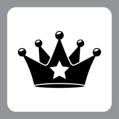 Vector crown icon on a metal internet button with golden royal design and luxury symbolism