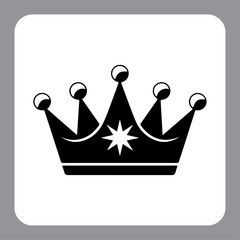 Vector crown icon on a metal internet button with golden royal design and luxury symbolism