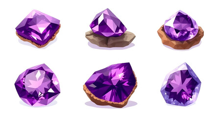 Amethyst icon, Amethyst vector, Purple gemstone, Crystal icon, Gemstone illustration, Amethyst crystal, Raw amethyst, Cut amethyst, Sparkling amethyst, Amethyst cluster, Birthstone icon, February birt