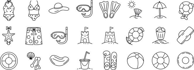 Summer beach icons collection for fun in the sun designs vector illustration