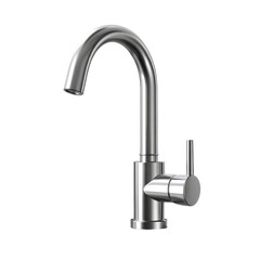 Stylish Chrome Kitchen Faucet with a Flexible Neck for Modern Home Decor and Efficient Water Flow on transparent background