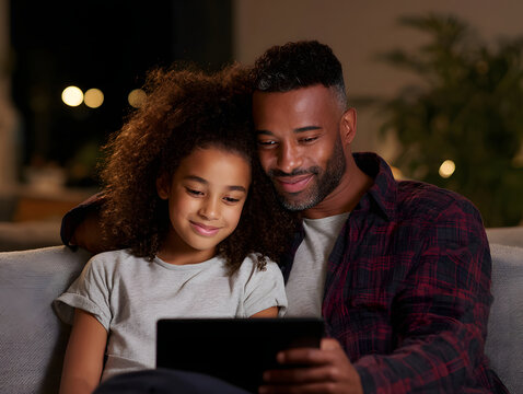 Father and daughter preparing for back to school at home Generative AI - Powered by Adobe