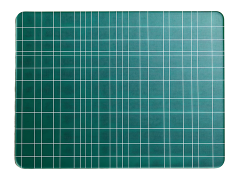 Top-Down View of Green Self-Healing Cutting Mat with Grid Lines