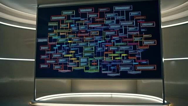 Colorful digital mind map display