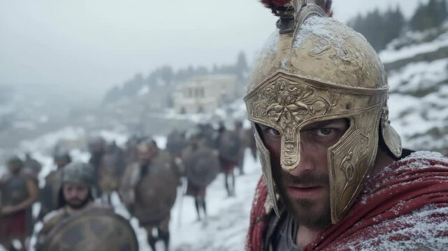 Bold Spartan: warrior spirit, spear charge, battle fury, shield defense, courage surge, disciplined force, ancient warrior, proud stance, fierce pride, strategic movement