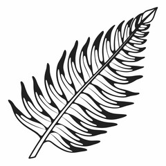 Obraz premium simplified fern leaf with refined artistic cuts.Tropical Leaf Silhouettes Collection – Monstera, Palm, Banana & Fern Vectors