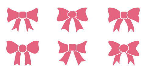 Bow Tie and Ribbon Knot Silhouettes for Gifts, Fashion, and Celebrations Solid Icon Set. Decorative Bow Elements for Packaging Silhouette Symbol Collection. Isolated Vector Illustration