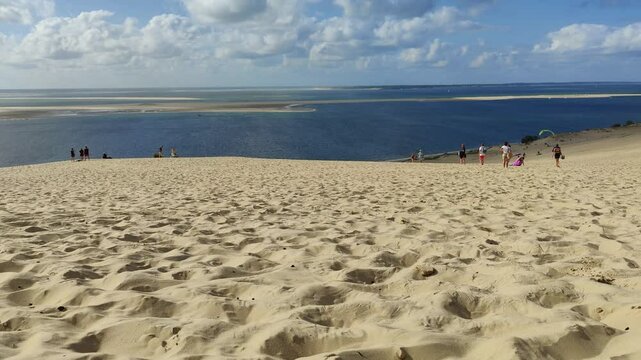 People paragliding at the Great Dune of Pilat