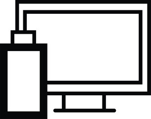 computer blank billboard on white background black and white line art icon design