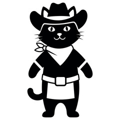 Cartoon Cat with Western Attire