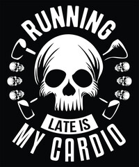 Humorous Skull Design for Late Risers - Relatable Morning Cardio Art