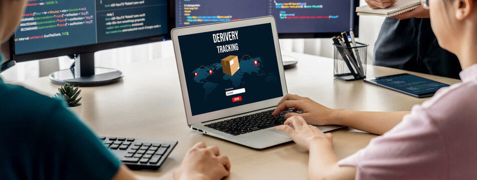 Delivery tracking system for e-commerce and brisk online business to timely goods transportation and delivery