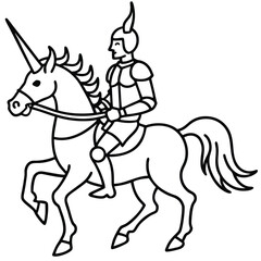 Knight in armor riding a unicorn