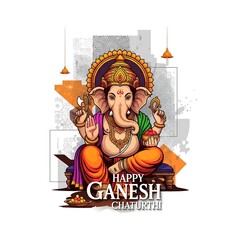 Vibrant illustration of lord ganesha for happy ganesh chaturthi