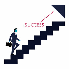 Fototapeta premium Businessman and the path to success vector art illustration