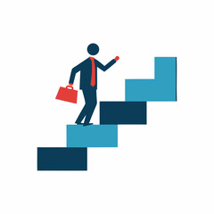 Businessman and the path to success vector art illustration