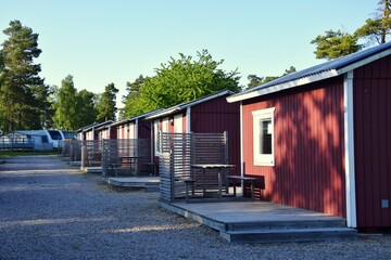 Fototapeta premium Little red houses for outdoor recreation.