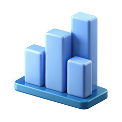 3d realistic blue bar graph chart icon isolated on transparent background