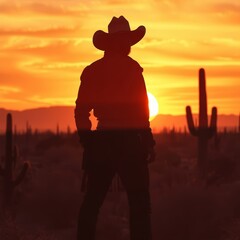 silhouette of a cowboy