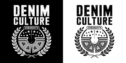 Vintage Denim Culture Design: Retro Apparel Vector Graphic - "Established in '79" Badge for T-Shirts & Prints, Classic Denim Fashion Illustration