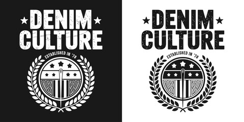 Denim Culture - Established in '79: Retro Fashion Vector Graphic, Vintage Style Apparel Design for T-Shirts & Prints, Denim Lifestyle Illustration © Vectyx