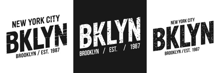 New York City Brooklyn Vector Design: Vintage Style Apparel Graphic - 