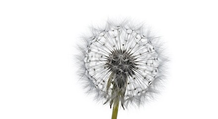 Close up dandelion flower seeds nature white background floral botanical plant spring summer bloom weed