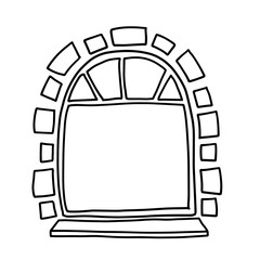 Vector illustration of a vintage arched window with stone blocks