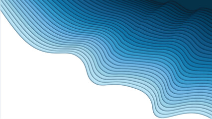 water blue  abstract background with paper cut shapes. papercut stylecarving art. Paper craft landscape with gradient fade colors. Minimalistic design layout for business presentations, flyers, poster