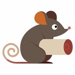 Cartoon rodent holding a cylindrical object vector on white background