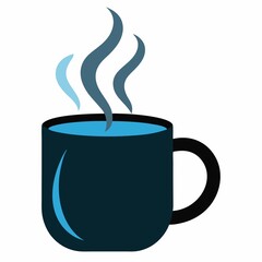 Hot beverage in mug illustration steaming drink icon on white background