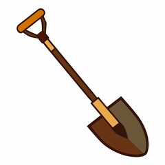 Gardening tool shovel for digging soil illustration on white background