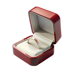 realistic ring box with open lid and shadow isolated on transparent background