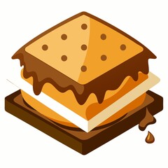 Delicious graham cracker s more dessert illustration on white background