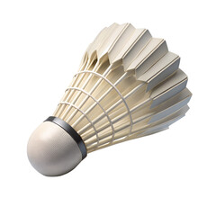 3d badminton shuttlecock with soft feather shadow isolated on transparent background