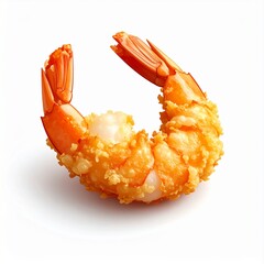 Isometric 3D Shrimp Tempura Illustration on White Background