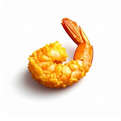 Isometric 3D Shrimp Tempura Illustration on White Background