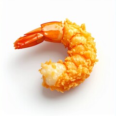 Isometric 3D Shrimp Tempura Illustration on White Background